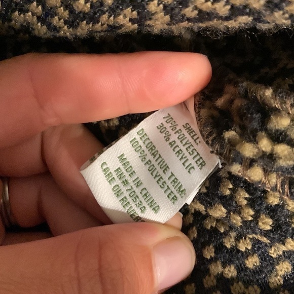 Orvis Black & Brown Chevron Berber Sherpa Toggle Button Fleece Jacket Sz M - Picture 5 of 8